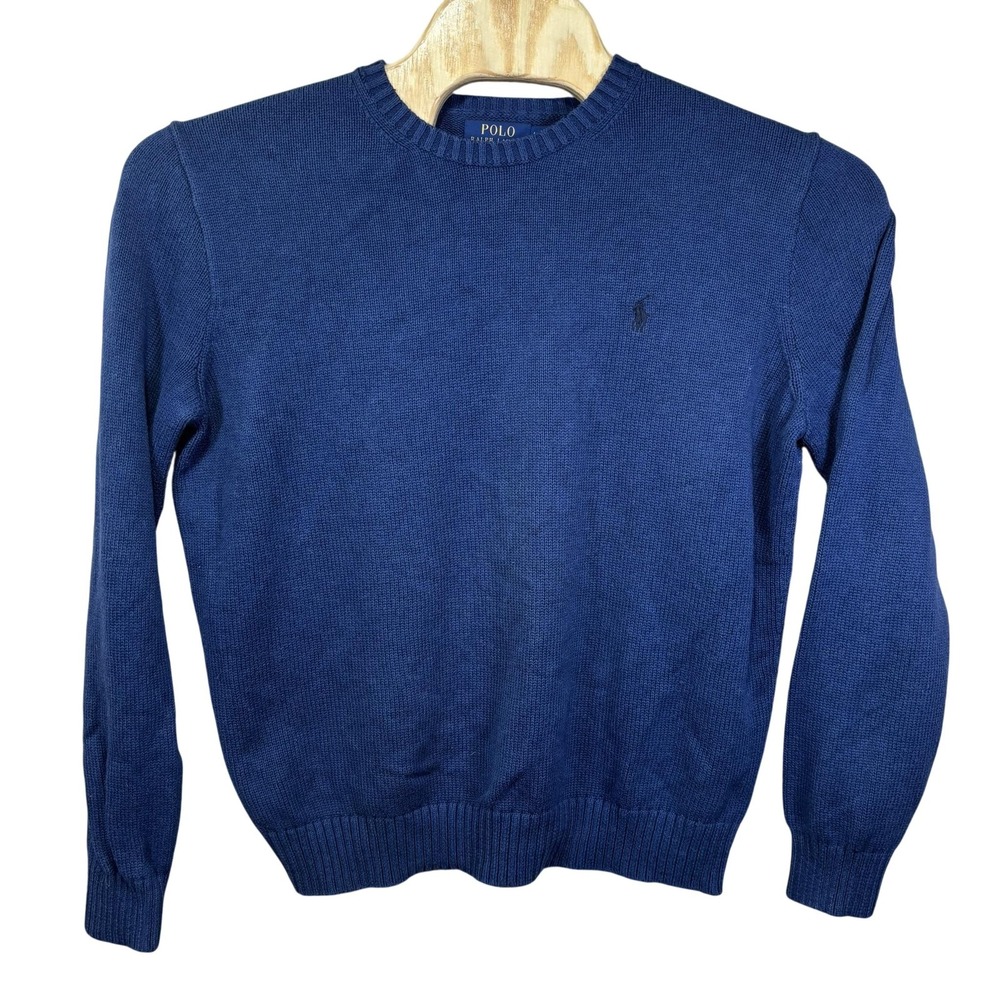 Polo Ralph Lauren Mens Large Blue Cotton Crewneck Knit Pullover RLMWB-GLC23-SR
